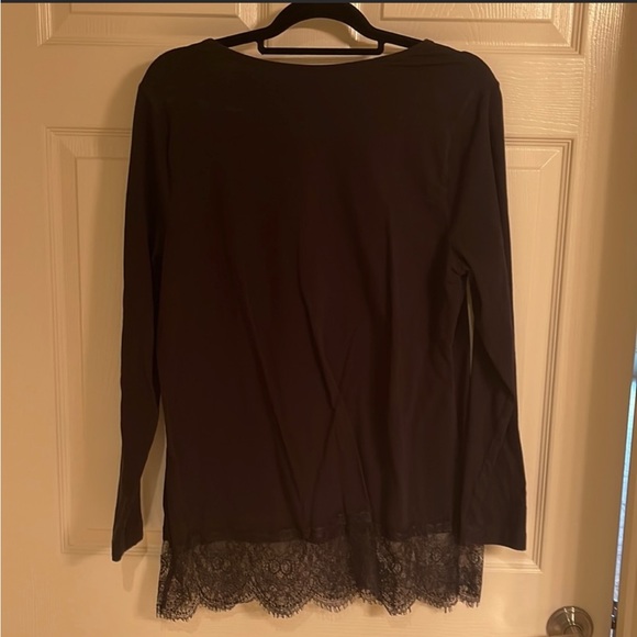EUC long sleeve tee with lace hem - Picture 2 of 2
